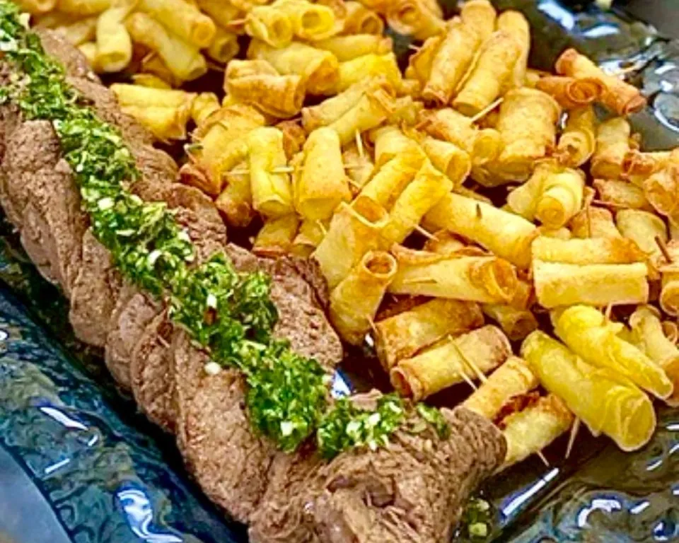 Filet chimichurri et bigoudis de pomme de terre